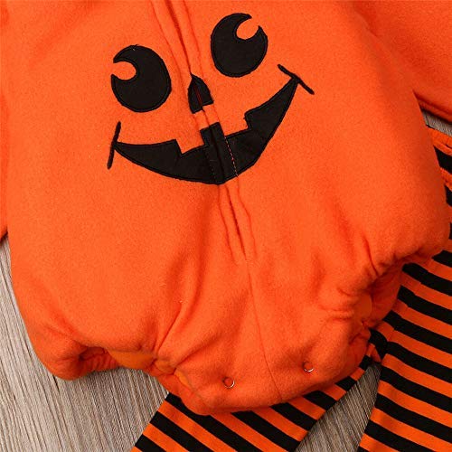 Oneflow Infant Toddler Baby Girls Boys Halloween Pumpkin Costumes Cute Hooded Romper Top Leggings Pants Outfit Clothes Set (12-1