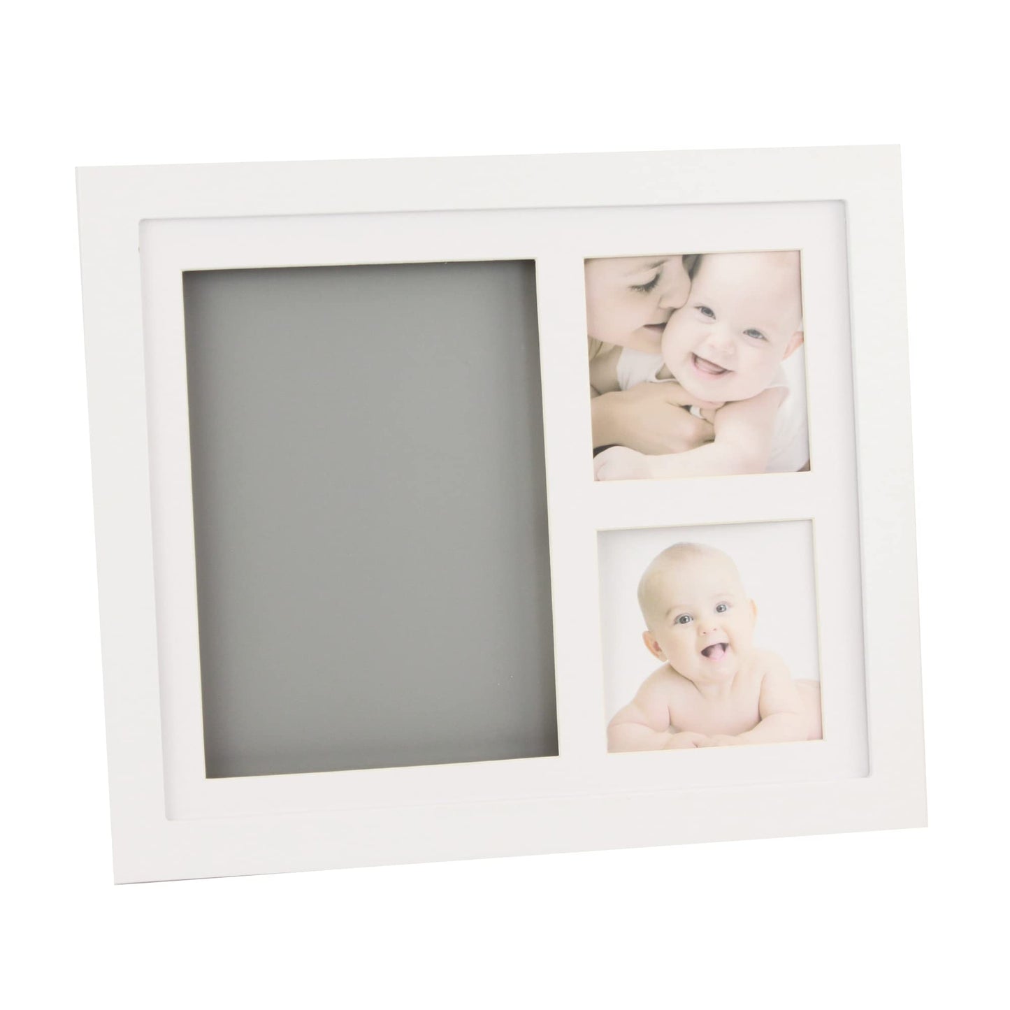 PLUSHIBLE BRIDGING MILES WITH SMILES Baby Hand and Footprint Kit, White Frame, 2 Photos - Baby Picture Frame & Registry Keepsake