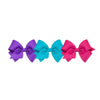 Wee Ones Girls' Small Bow 3 Pack Set Solid Grosgrain Variety Pack On A Weestay No-Slip Hair Clip - Delphinium, New Turquoise, An