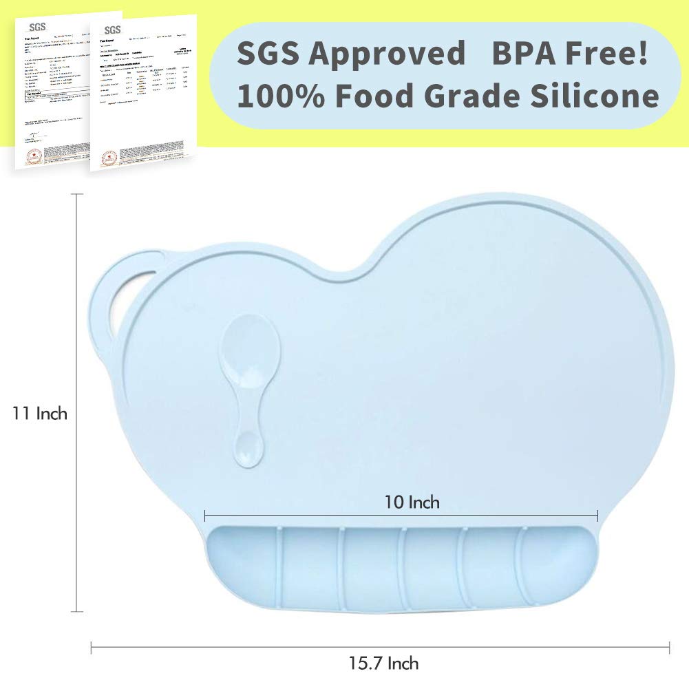 Silicone Baby Placemat - Food Grade Silicone Reusable Travel Placemat For Kids Tiny Diner Portable Roll Up Non Slip Washable Res