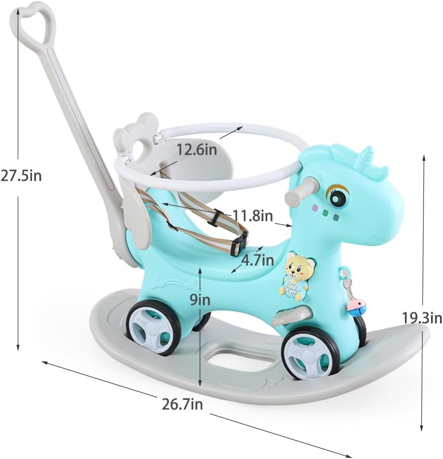 Legendstone Rocking Horse for Toddlers 1-3 Years,4 in 1 Design, Kids Ride on Toy Balance Bike Push Cart with Detachable Balance