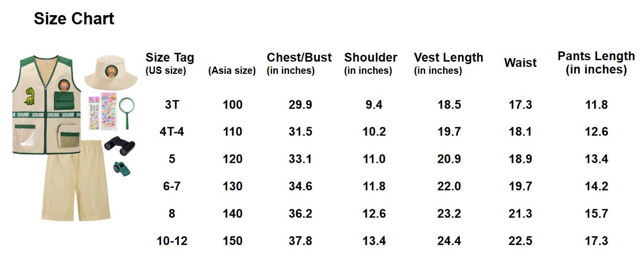 Relibeauty Kids Explorer Kit Role For Play- Cargo Vest, Pants And Hat Set, 6-7/120