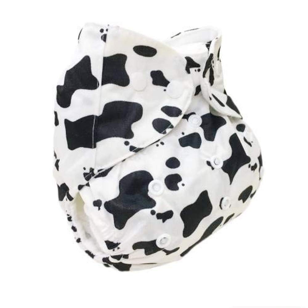 MomS Pride Printed Reusable Washable Baby Cloth Diaper With Microfiber Insert For 024 Months Baby (White Dalma Print)