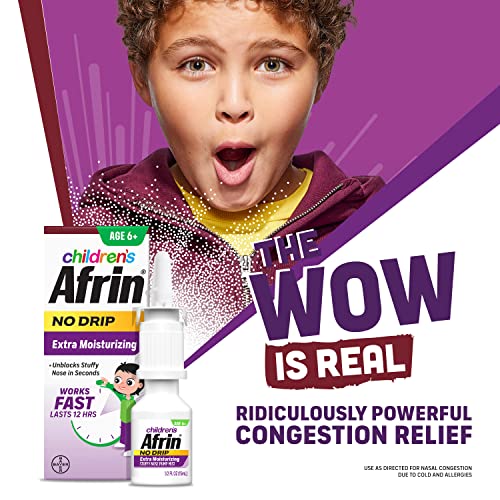 Afrin Childrens, Extra Moisturizing Stuffy Kids Nasal Spray Pump Mist, Up To 12 Hour Nasal Congestion Relief For Cold Or Allergy