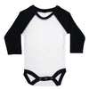 Laughing Giraffe Baby Blank Long Sleeve Raglan Baseball One Piece Bodysuit (3-6 Months, White/Black)