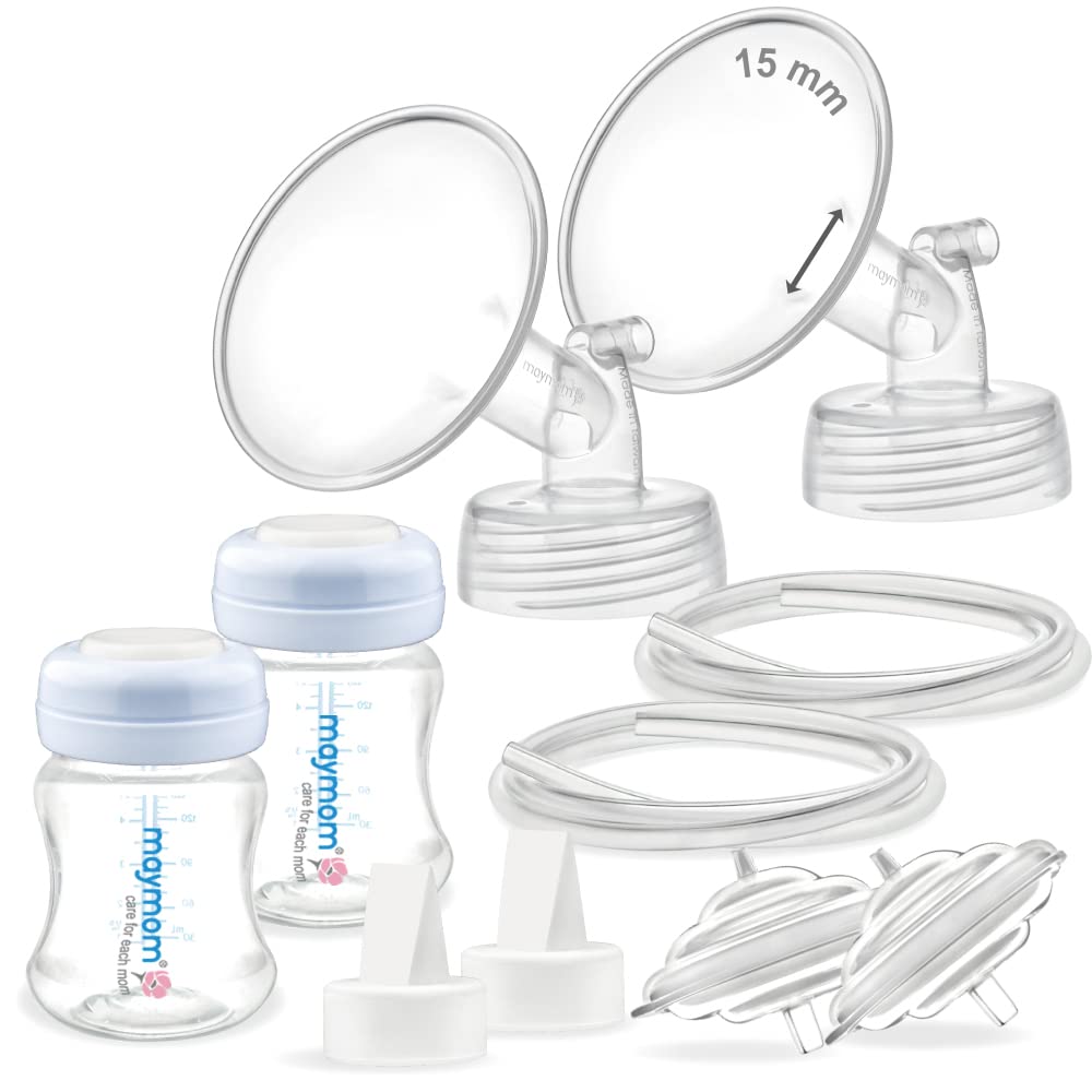 Maymom Pump Parts Compatible with Spectra S2 Spectra S1, Incl Flanges (15mm) Valves Tubes Bottles Backflow Protectors, Not Origi