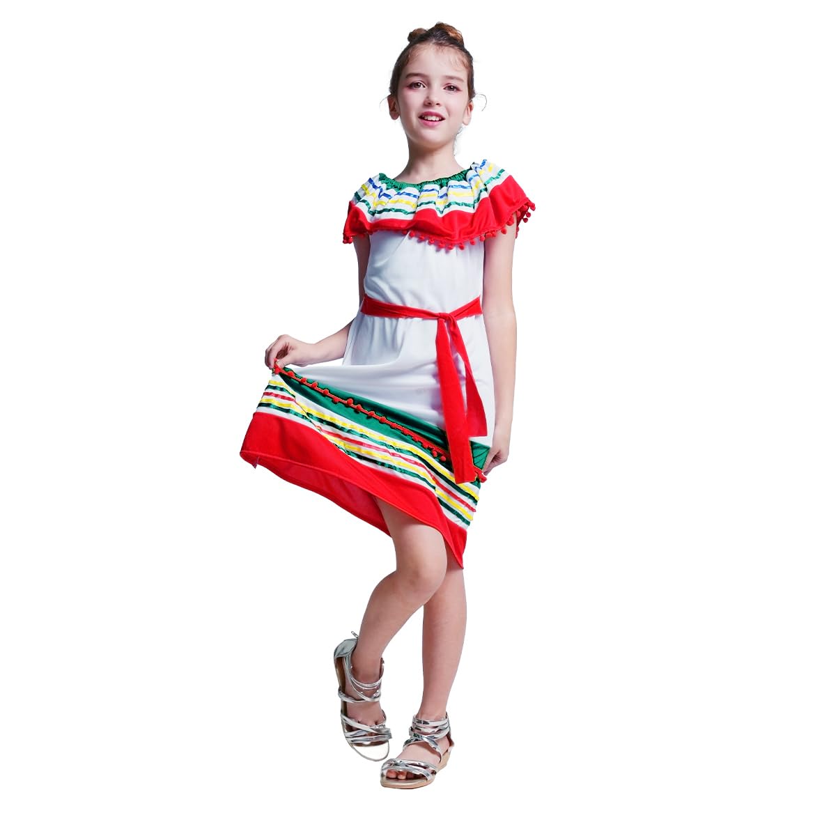 Pgond Girls Mexican Traditional Dress Party Costume 10-12Y