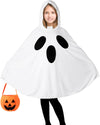 Oskiner Ghost Costume For Kids,White Ghost Poncho Hooded Cape With Pumpkin Bag,Spooky Halloween Costume For Girls