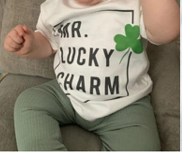 Infant Toddler Baby Boy St Patricks Day Outfits Short Sleeve Shirts Clover Sweatshirt With Pants 2Pcs Clothes Set (Clover S Gree