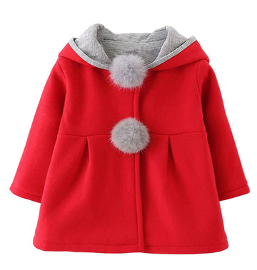 Urtrend Baby Girl'S Toddler Winter Coat Jacket Outerwear Ears Hoodie(Tag 12,Red)