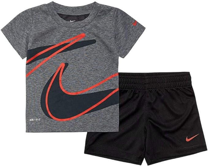 Nike Kids Boy'S Dri-Fit Dropset Tee & Shorts Set (Little Kids) Black 6 Little Kids