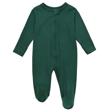 Aablexema Baby Footie Pajamas Zipper - Rayon From Bamboo Infant Footed Pjs With Mittens Sleepwear Jammies(Green, 6-12M)