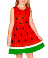 Remimi Kids Girl Watermelon Dress Sleeveless Tropical Halloween Fruit Dresses Outfits 7-8 Years