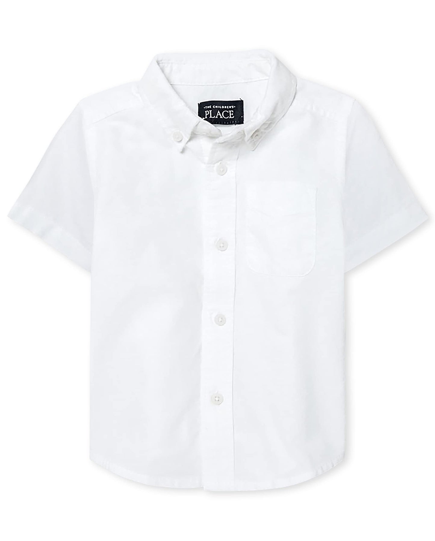 The Childrens Place Baby Boys And Toddler Boys Short Sleeve Oxford Button Down Shirt, White, 6-9 Months