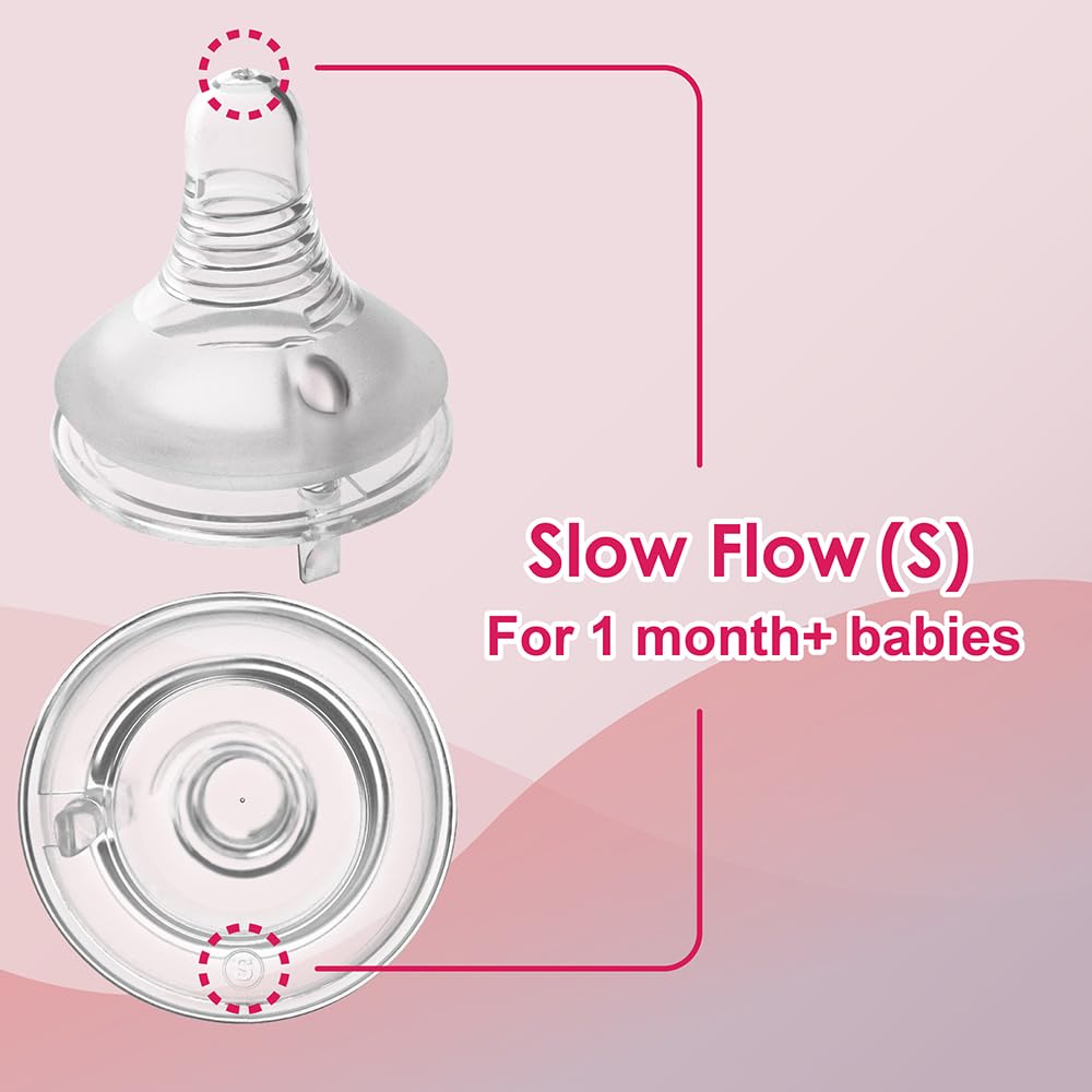 Nenesupply Natural Baby Bottles Newborn Feeding Bottles Slow Flow Breastfeeding Bottle For Breastfed Babies Wide Neck 9Oz Anti C