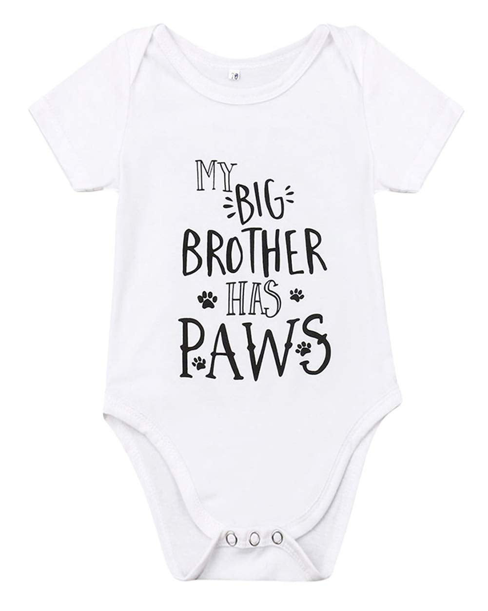 Mainesaka Newborn Baby Got My Mind On My Mommy Paws Funny Bodysuits Rompers Outfits Grey White 0-18M (Z-My Big Brother Has Paws,