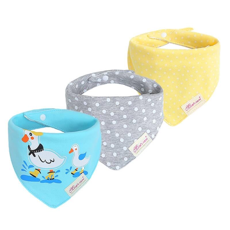 Jn&Lulu 3 Pack Newborn Baby Bibs Bandana Drool Bibs For Drooling Cotton Baby Gifts (Piont Duck)