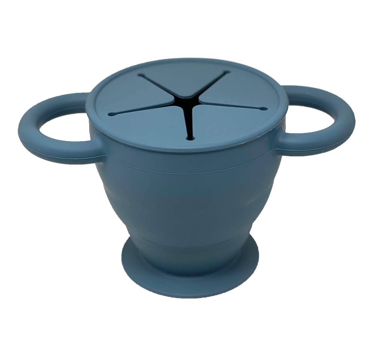 Bravejusticekidsco | Snack Attack Ii Snack Cup | Collapsible Silicone Snack Container | Toddler And Baby Snack Catcher Lid (Blue