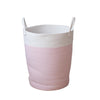 LOSA Storage Baskets Cotton Rope Storage Sundries Organizer With Handles Pink L