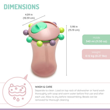 Melii Abacus Straw Sippy Cup 11.5 Oz Toddler And Baby (Pink 1 Pack)