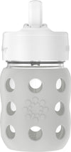 Lifefactory 8-Ounce Wide Neck Glass Baby Bottle With Protective Silicone Sleeve And Pivot Straw Cap, Stone Gray (Lg2241Wcg4)