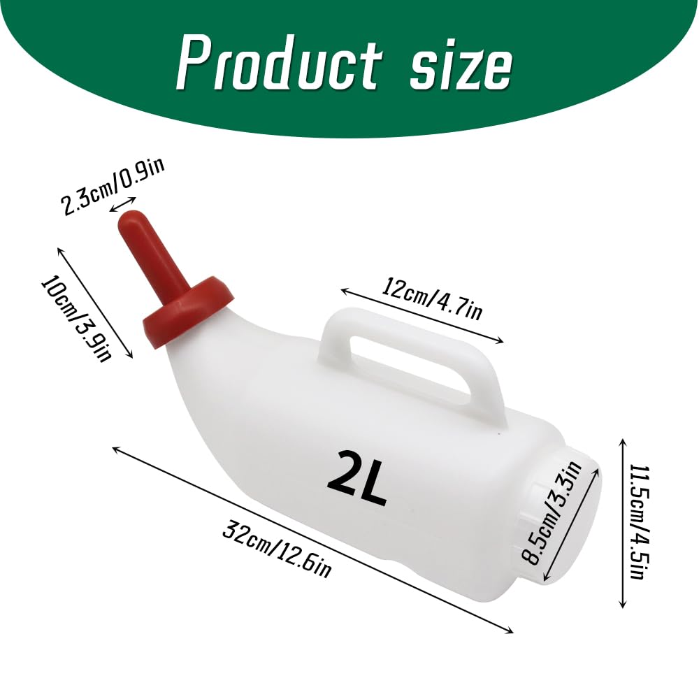 Moduoduo Calves Nursing Bottle With A Replacement Nipple 2.11 Quart Horizontal Calf Milk Feeding Bottle (Horizontal)