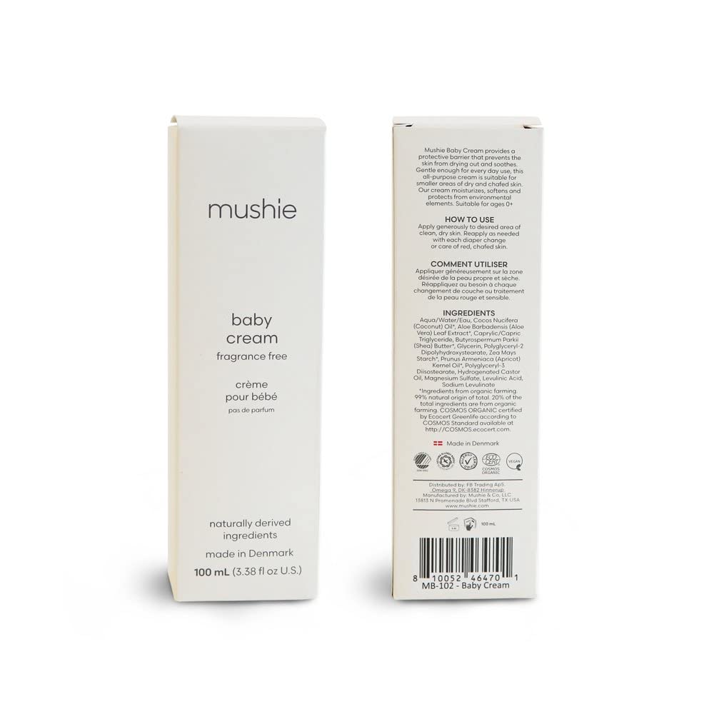 Mushie Baby Cream | Healing Ointment For Dry, Chaffed Skin, Diaper Rash, & Minor Scratches | Certified Cosmos Organic | Made In