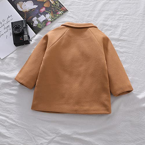 Mubineo Toddler Boy Girl Winter Basic Plain Trench Coat Warm Thick Coats (Brown, 5T)
