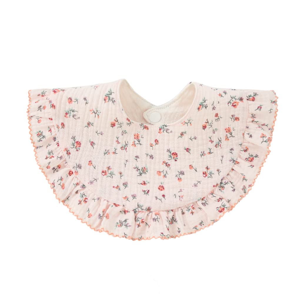 Nishine 4 Pcs Unisex Baby Muslin Bandana Drool Bibs 360 Degree Rotatable Cotton Teething Feeding Drooling Bibs For Boy Girl (Flo