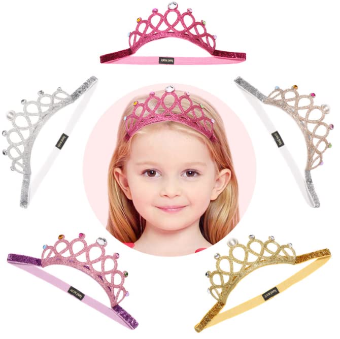 Hllmx 2 Pcs Baby Girl Super Elastic Headband Birthday Crown Headband Princess Headpiece Children Hair Accessories For Birthday P