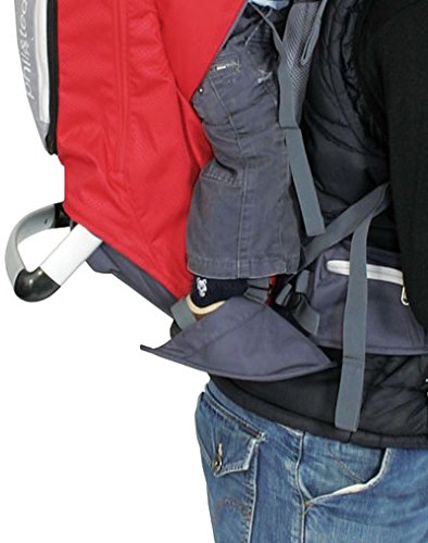 Phil&Teds Escape Child Carrier Frame Backpack, Red - Height Adjustable Body-Tech Harness - Articulating Dual Core Waist Belt - I