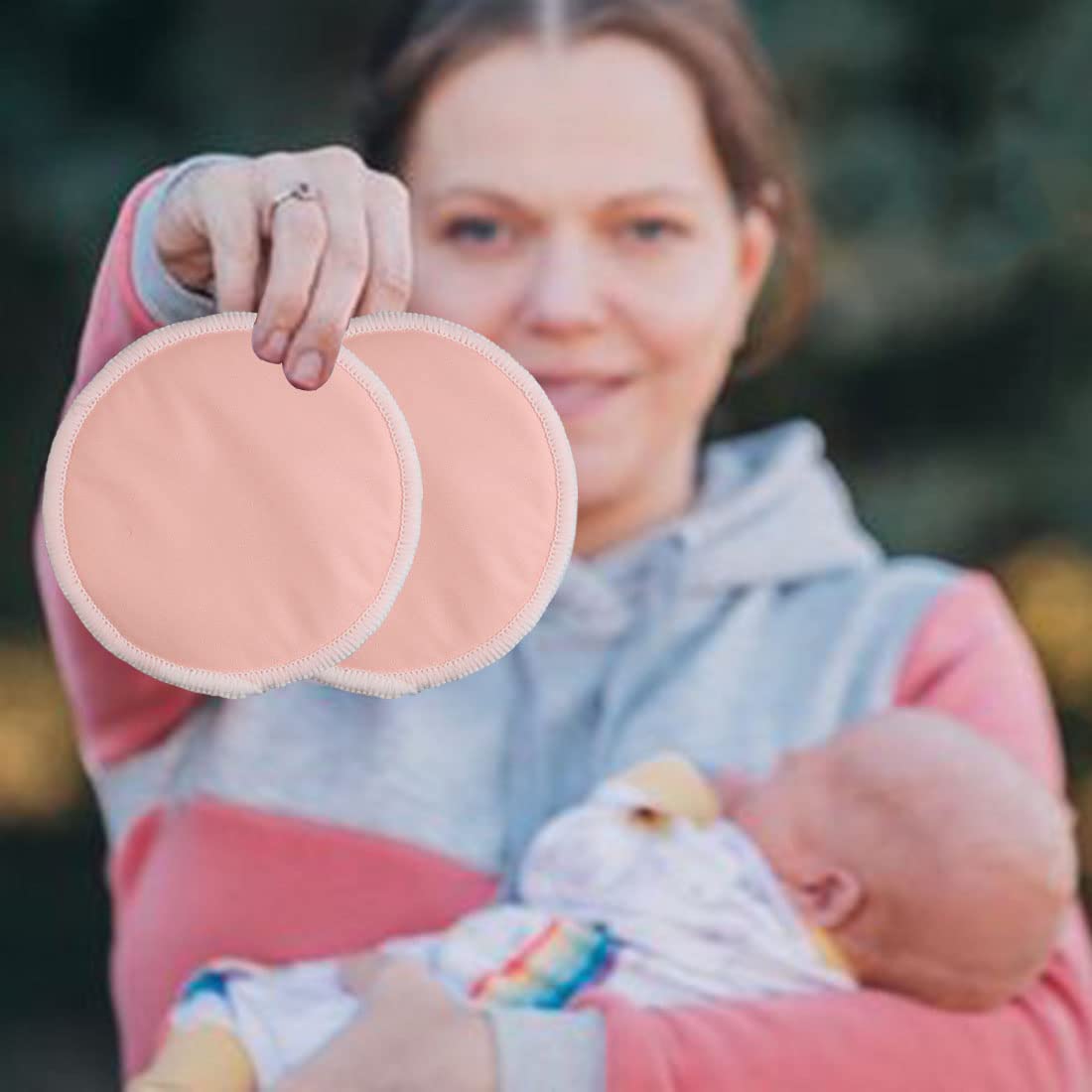 Joycoikat Reusable Nursing Breast Pads Washable Multi-Color Thin Nipple Cover Pad With A Washing Bag For Lactating Breastfeeding