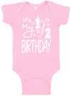 Reaxion Aiden'S Corner - It'S My Half Birthday 1/2 Baby Girl Bodysuit (6 Months, White_Pink)