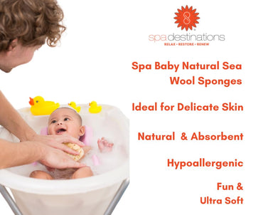 Spa Baby Absorbent Natural Bath Sponge Spa Destinations. Ultra Soft Premium Sea Wool Sponge, Biodegradable, Bath Accessories Bab