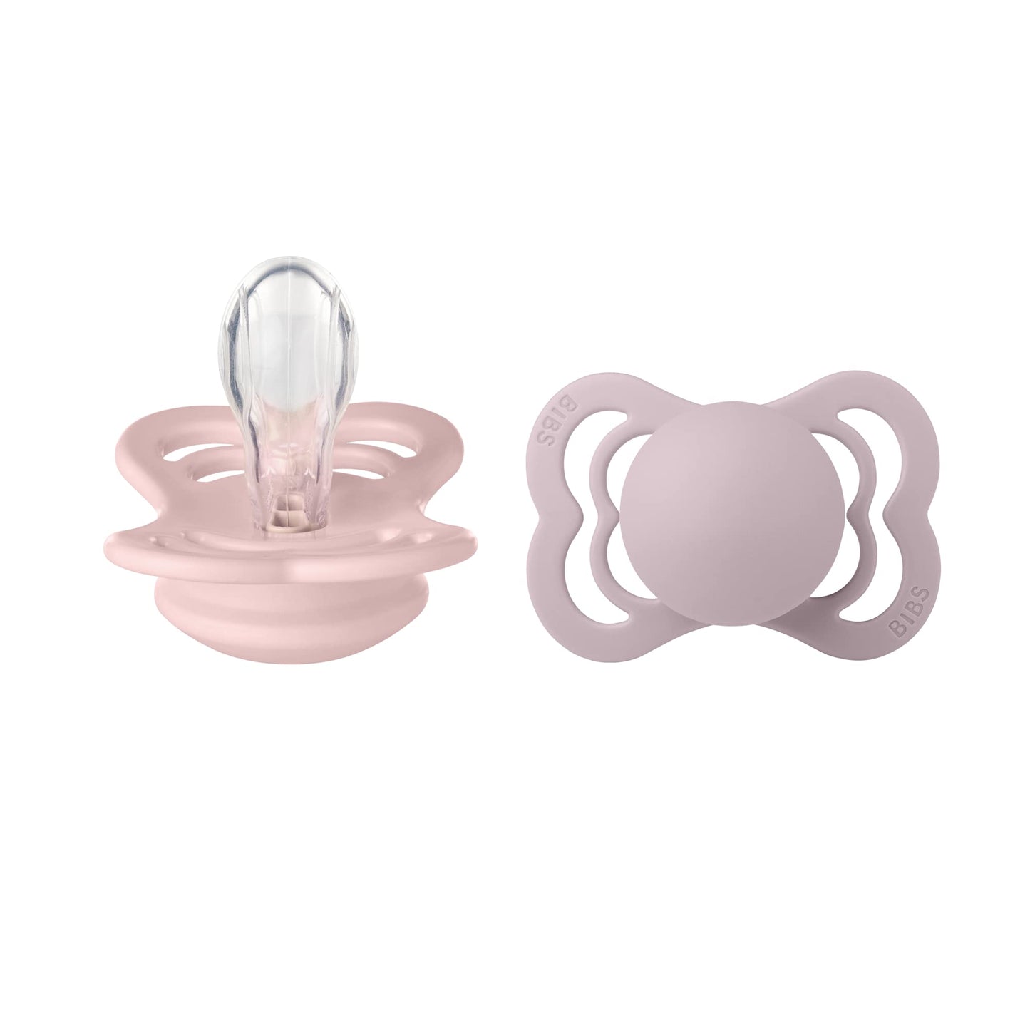 BIBS Supreme Baby Pacifiers | BPA-Free Silicone Pacifier | Made in Denmark | Set of 2 Soothers (Blossom/Dusky Lilac, 6-18 Months