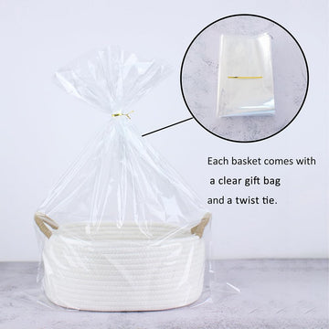 Yimi'S Dream Gift Baskets Empty, Small Basket For Organizing, White Cotton Rope Basket With Handle For Decor, Baby Cat Dog Toy (