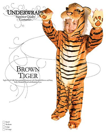 Underwraps Baby'S Tiger Costume Jumpsuit, Brown, Large (2T-4T)