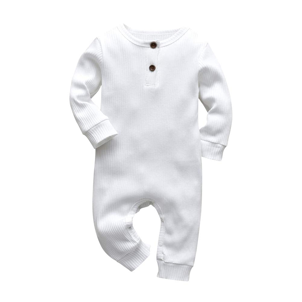 Eghunooy Baby Boy Girl Solid Color One Piece Romper Jumpsuit Outfits Clothes (12-18 Months) White