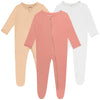 Guisby Neutral Baby Pajamas, Rayon Made From Bamboo Footed Pajamas With Zipper Sleep And Play Pack Of 3 Newborn
