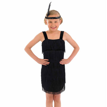 Fun Shack Kids 20S Flapper Girl Costume Black Childrens Halloween Costume For Girls - Large