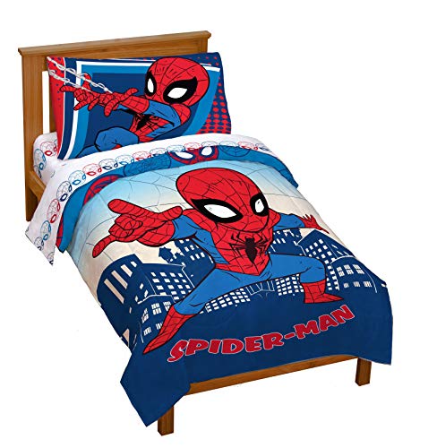 Jay Franco Marvel Super Hero Adventures Go Spidey 4 Piece Toddler Bed Set - Super Soft Microfiber Bed Set Includes Toddler Size