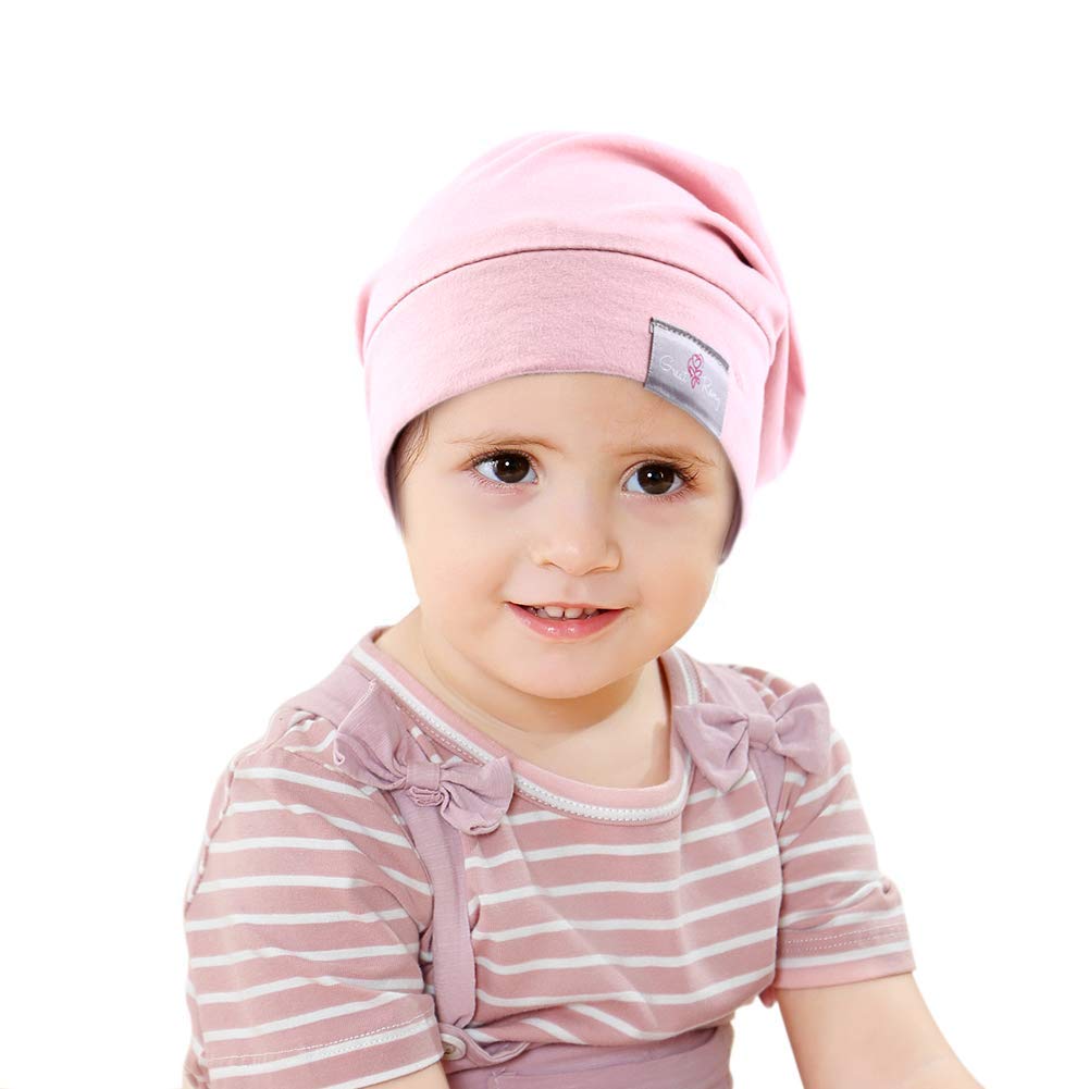 Greatremy Beanie Big Kidsteens Silky Satin Lined Hair Bonnet Sleep Cap-Adjustable Elastic Band Slouchy Cotton Beanie Hat For Tee