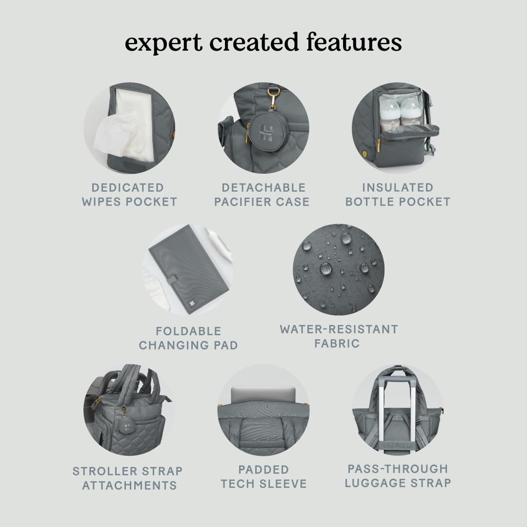 Huggies Cozy Hugpack Tote Diaper Bag, Quiet Smoke Quilted