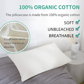 Lofe Organic Cotton Pillow Case - One Pack 16'X 22' Kids Pillow Cover - 300 Tc Thread Count - Soft, Safe And Hypoallergenic -