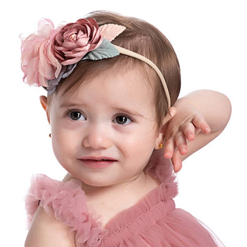 Wiwpar Flower Crown Headband Gauze Headwear Elastic Adjustable Head Piece Girl'S Hairbands For Toddler And Childrens (Pink)
