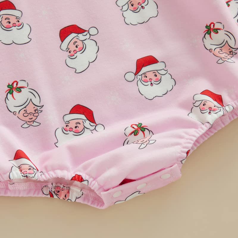 Fybitbo My First Christmas Baby Girl Boy Outfit Sweatshirt Romper Sweater Onesie Long Sleeve Bodysuit Fall Clothes (Pink-Santa C