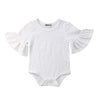 Mubineo Infant Baby Girl Basic Bell Short Sleeve Cotton Romper Bodysuit Tops Clothes (White, 3-9 Months)
