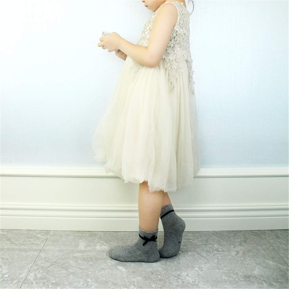 Gwenvenni Toddler Girls Socks Big Little Kids Cotton Bow Socks Low Cut 5 Pairs, 1-2T