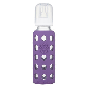 Lifefactory 9Oz Glass Baby Bottle 2Pk Bundle With 2 Stage 3 Nipples (Grape/Raspberry)