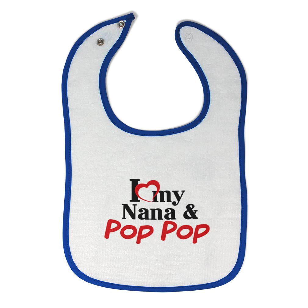 Toddler & Baby Bibs Burp Cloths Love I Love My Nana & Pop Grandpa Grandma Cotton Baby Items For Baby Girl & Boy White Royal Blue